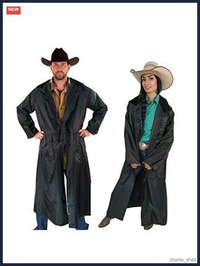 Waterproof Full Length Saddle Slicker Rain Coat Duster PVC Unisex Equestrian